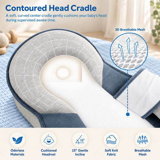 TinyBabi™ CozyNest Lounger - Help Reduce Post-Feed Spit-Up