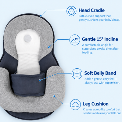 TinyBabi™ CozyNest Lounger - Help Reduce Post-Feed Spit-Up