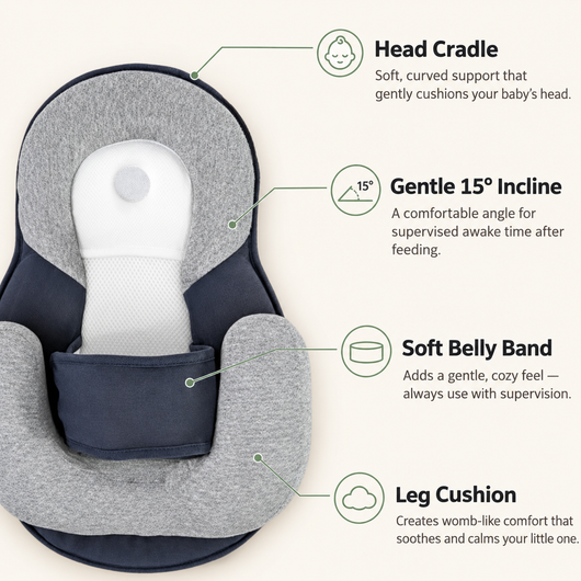 TinyBaby™ CozyNest Lounger - Help Reduce Post-Feed Spit-Up